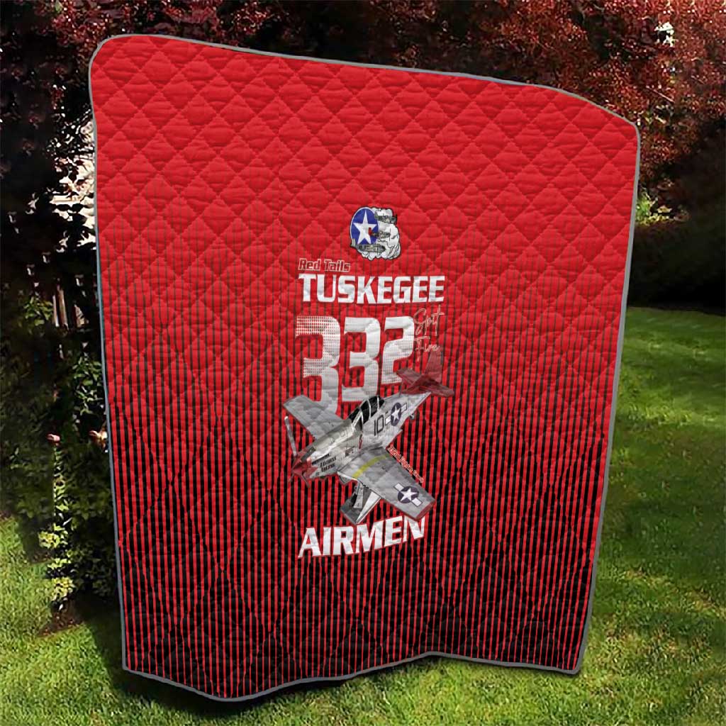 Tuskegee Red Tails Airmen Quilt 332nd Fighter Group - Black Red LT15