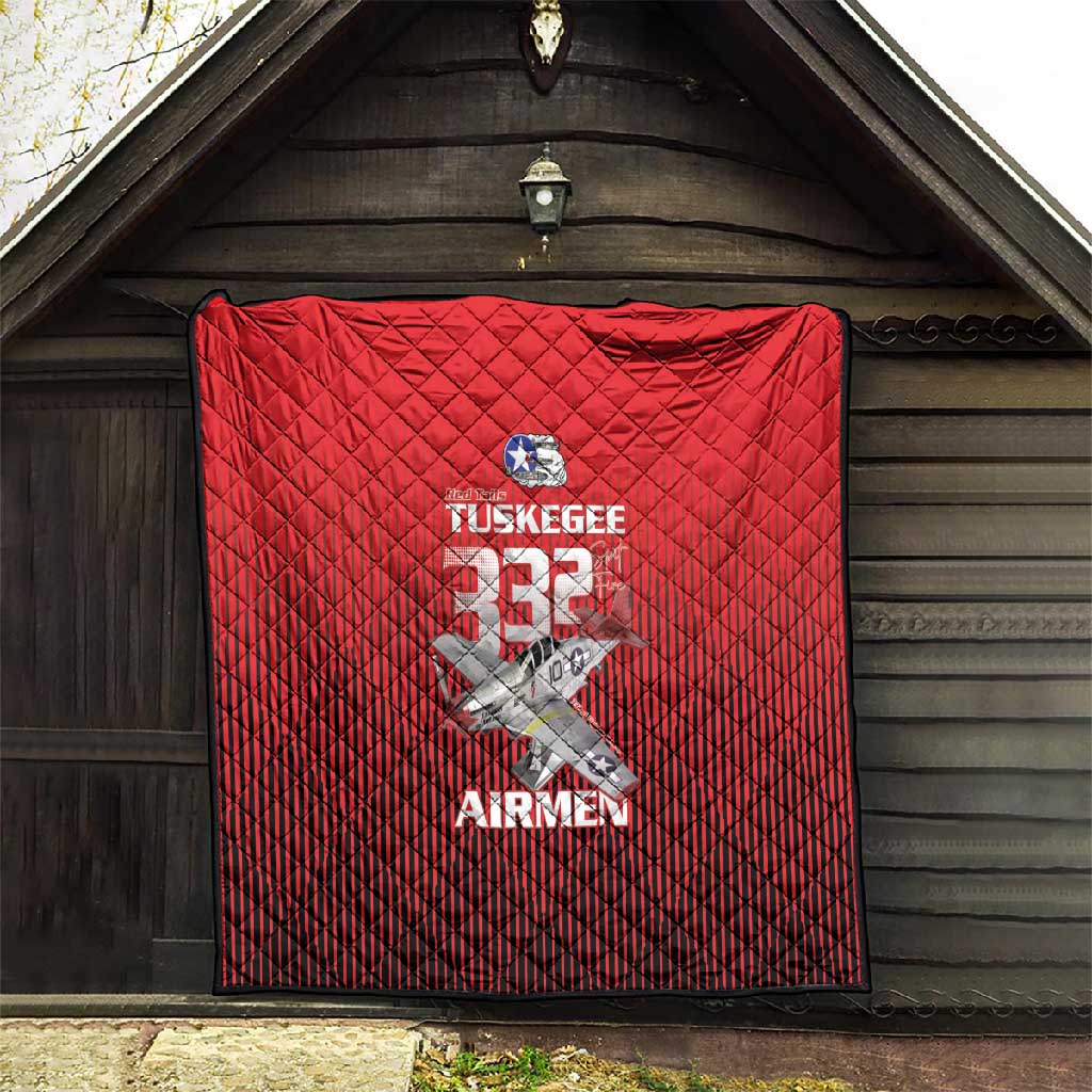 Tuskegee Red Tails Airmen Quilt 332nd Fighter Group - Black Red LT15