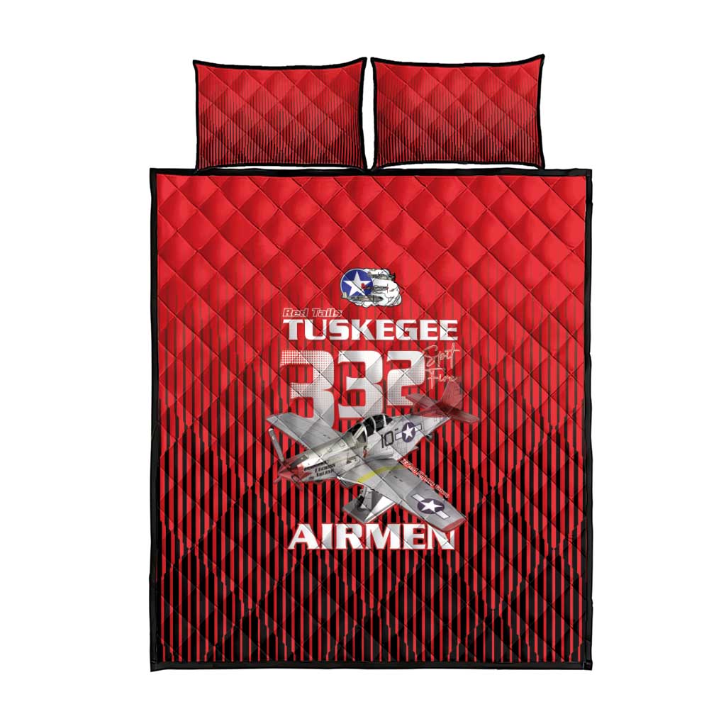 Tuskegee Red Tails Airmen Quilt Bed Set 332nd Fighter Group - Black Red LT15