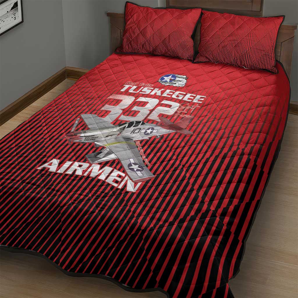 Tuskegee Red Tails Airmen Quilt Bed Set 332nd Fighter Group - Black Red LT15
