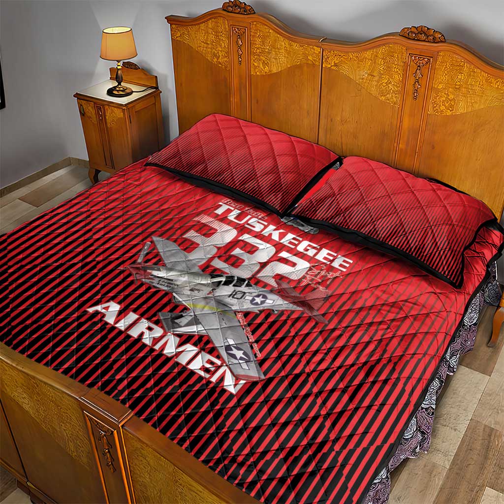 Tuskegee Red Tails Airmen Quilt Bed Set 332nd Fighter Group - Black Red LT15