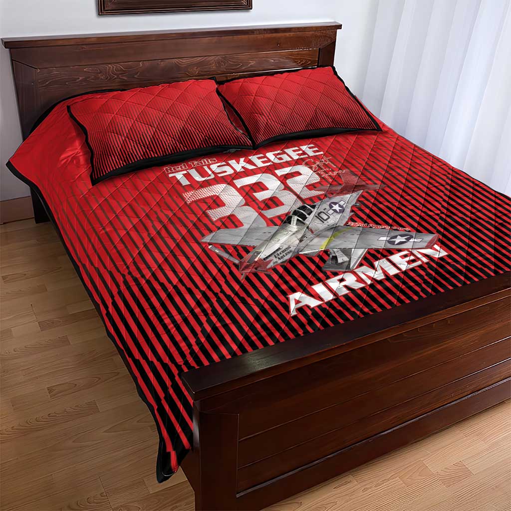 Tuskegee Red Tails Airmen Quilt Bed Set 332nd Fighter Group - Black Red LT15