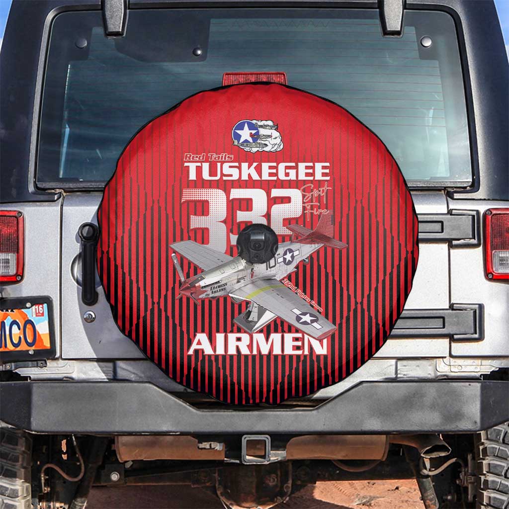 Tuskegee Red Tails Airmen Spare Tire Cover P-51 Mustang 332nd Fighter Group - Black Red LT15