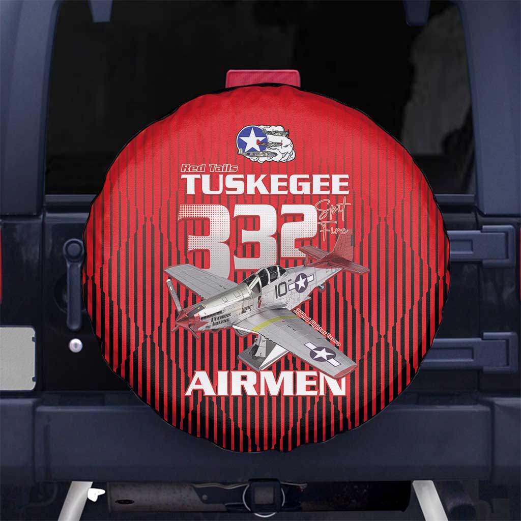 Tuskegee Red Tails Airmen Spare Tire Cover P-51 Mustang 332nd Fighter Group - Black Red LT15