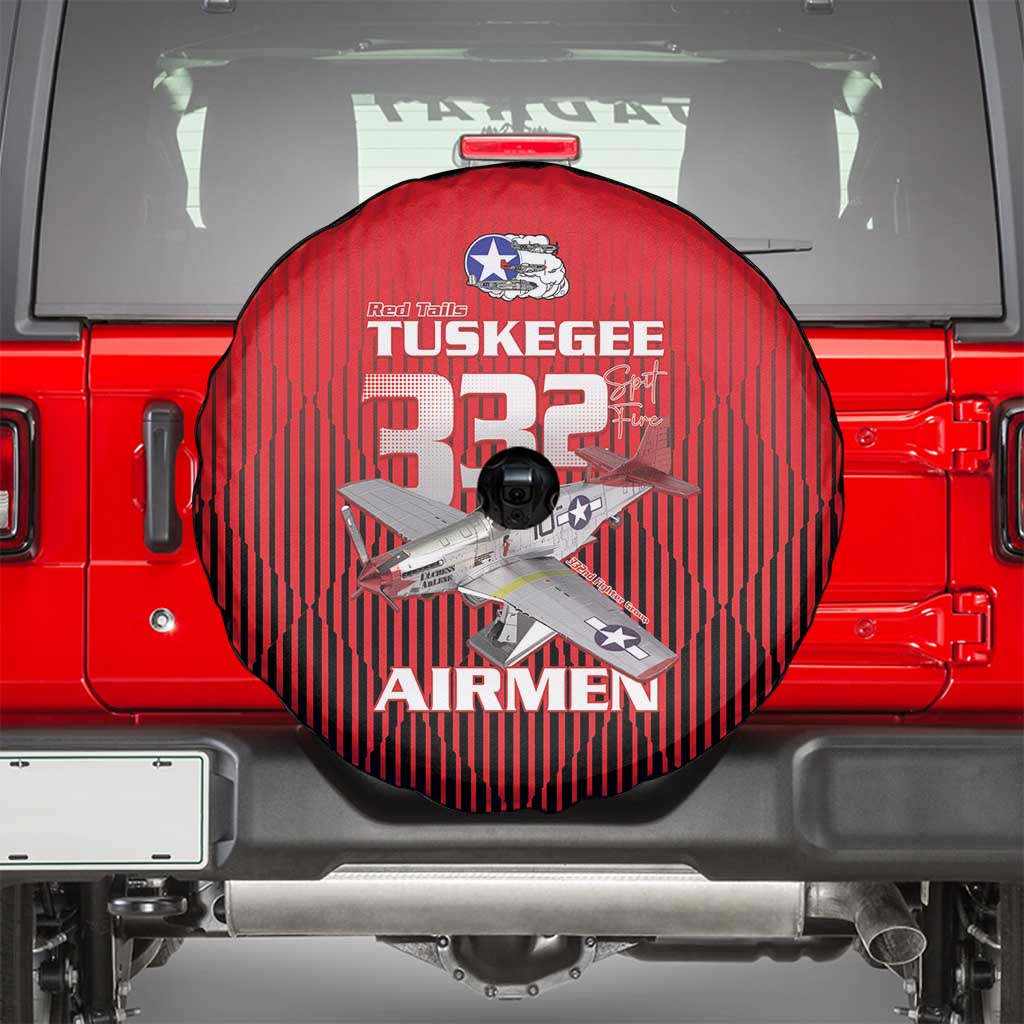 Tuskegee Red Tails Airmen Spare Tire Cover P-51 Mustang 332nd Fighter Group - Black Red LT15