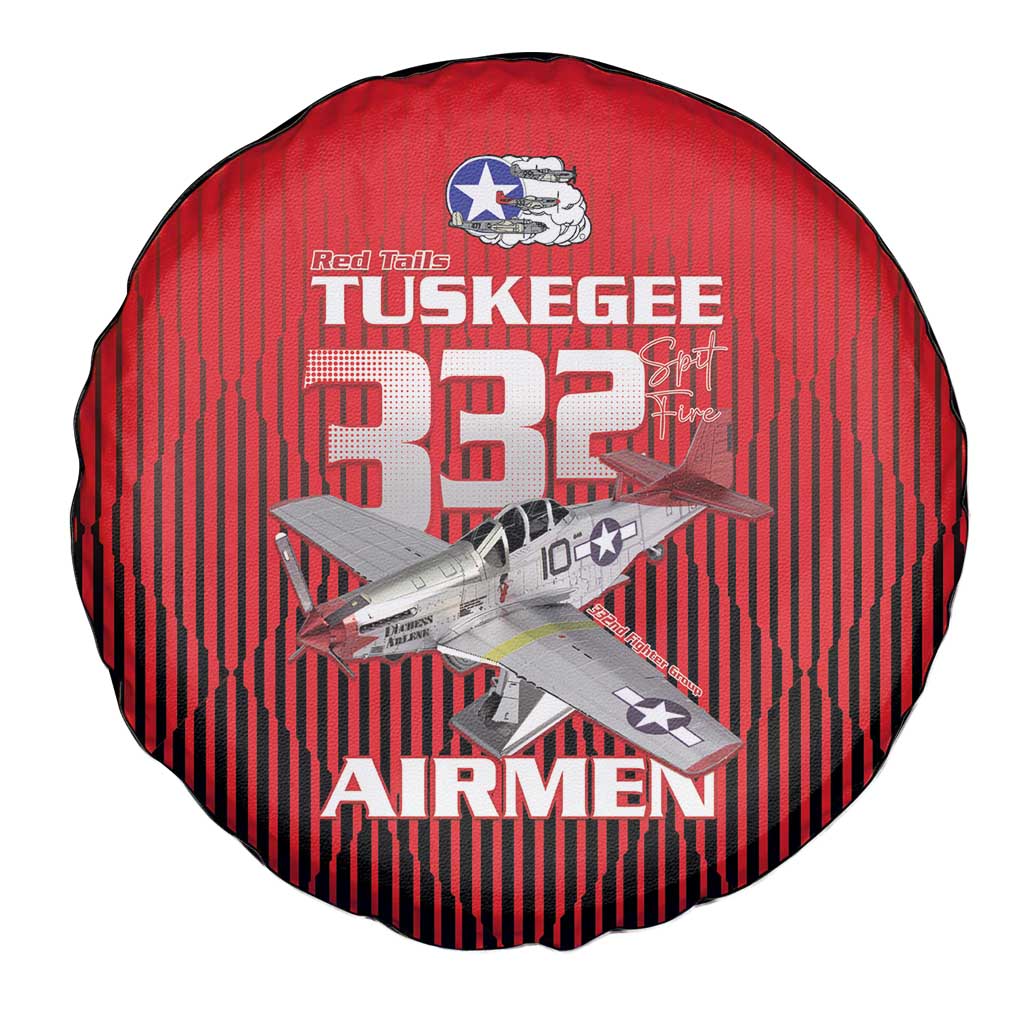 Tuskegee Red Tails Airmen Spare Tire Cover P-51 Mustang 332nd Fighter Group - Black Red LT15