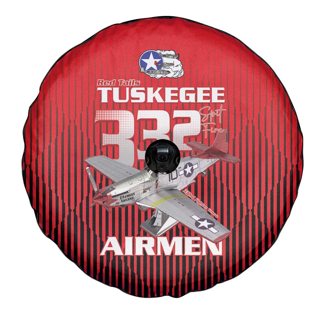 Tuskegee Red Tails Airmen Spare Tire Cover P-51 Mustang 332nd Fighter Group - Black Red LT15