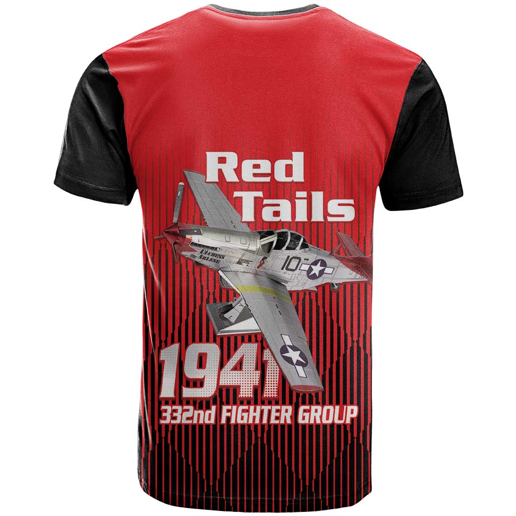 Tuskegee Red Tails Airmen T shirt 332nd Fighter Group - Black Red LT15