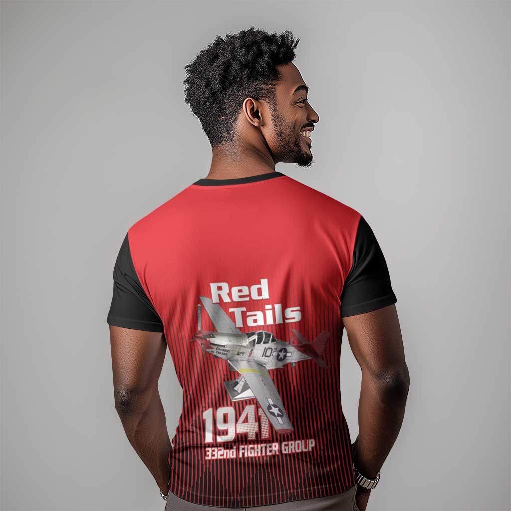 Tuskegee Red Tails Airmen T shirt 332nd Fighter Group - Black Red LT15