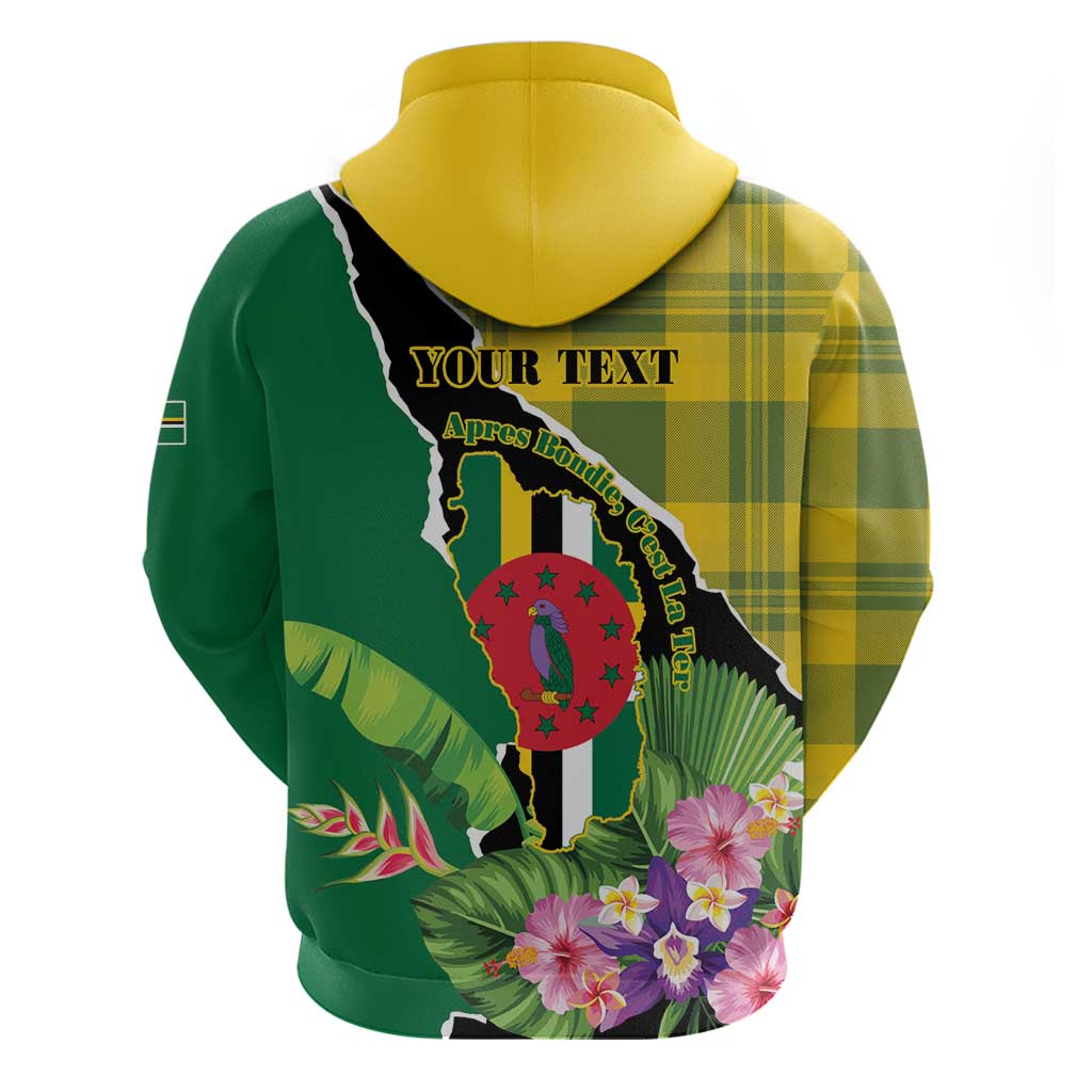 Personalised Dominica Independence Day Hoodie Sisserou Parrot With Tropical Flowers LT15
