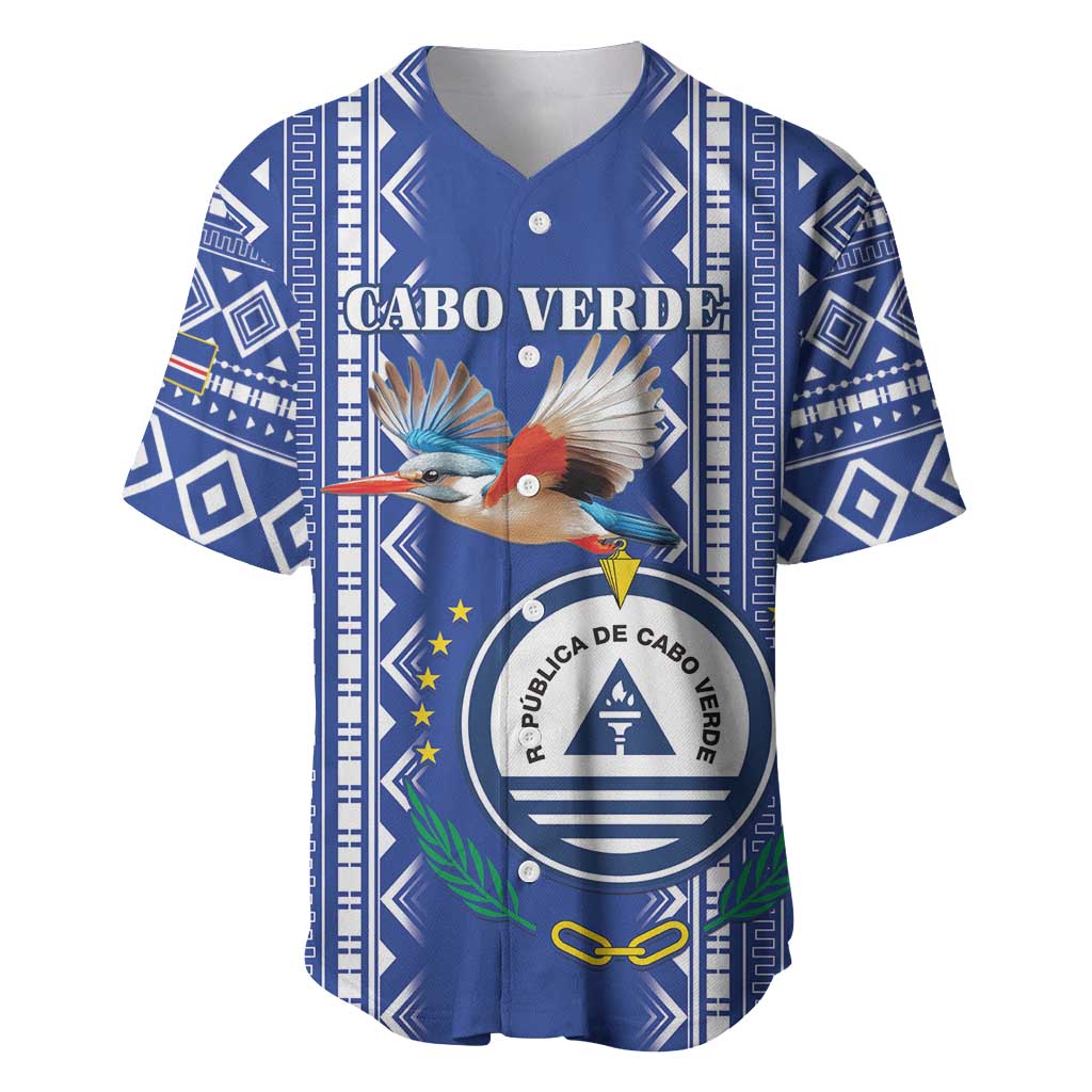 Personalised Cape Verde Baseball Jersey Grey Headed Kingfisher - Coat Of Arms LT15