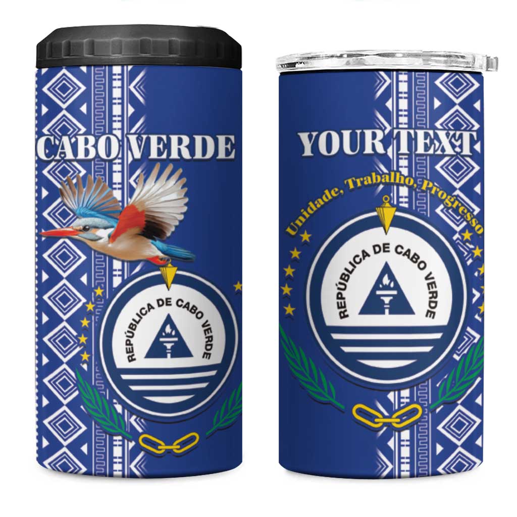 Personalised Cape Verde 4 in 1 Can Cooler Tumbler Grey Headed Kingfisher - Coat Of Arms LT15