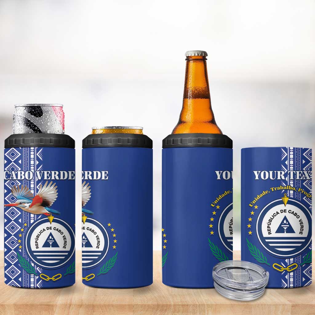 Personalised Cape Verde 4 in 1 Can Cooler Tumbler Grey Headed Kingfisher - Coat Of Arms LT15