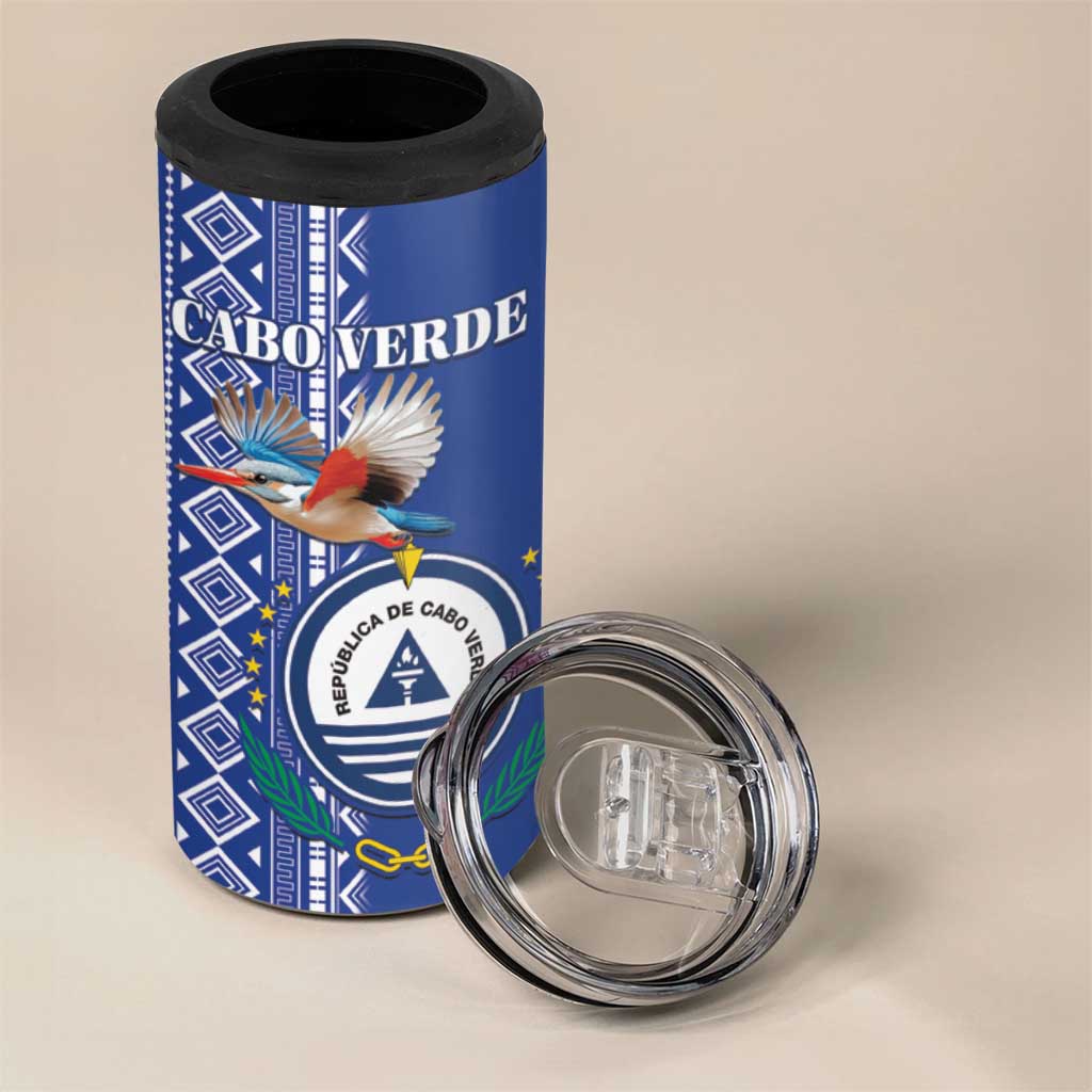 Personalised Cape Verde 4 in 1 Can Cooler Tumbler Grey Headed Kingfisher - Coat Of Arms LT15
