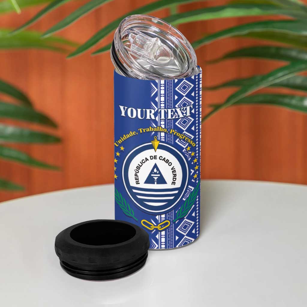 Personalised Cape Verde 4 in 1 Can Cooler Tumbler Grey Headed Kingfisher - Coat Of Arms LT15