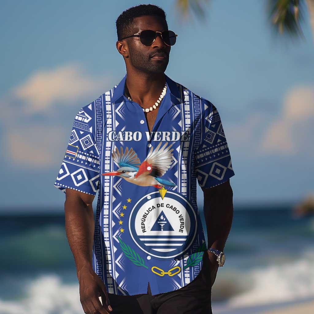 Personalised Cape Verde Hawaiian Shirt Grey Headed Kingfisher - Coat Of Arms LT15