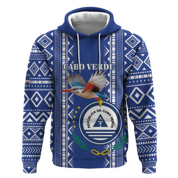 Personalised Cape Verde Hoodie Grey Headed Kingfisher - Coat Of Arms LT15