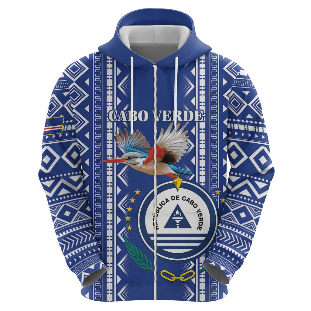 Personalised Cape Verde Hoodie Grey Headed Kingfisher - Coat Of Arms LT15