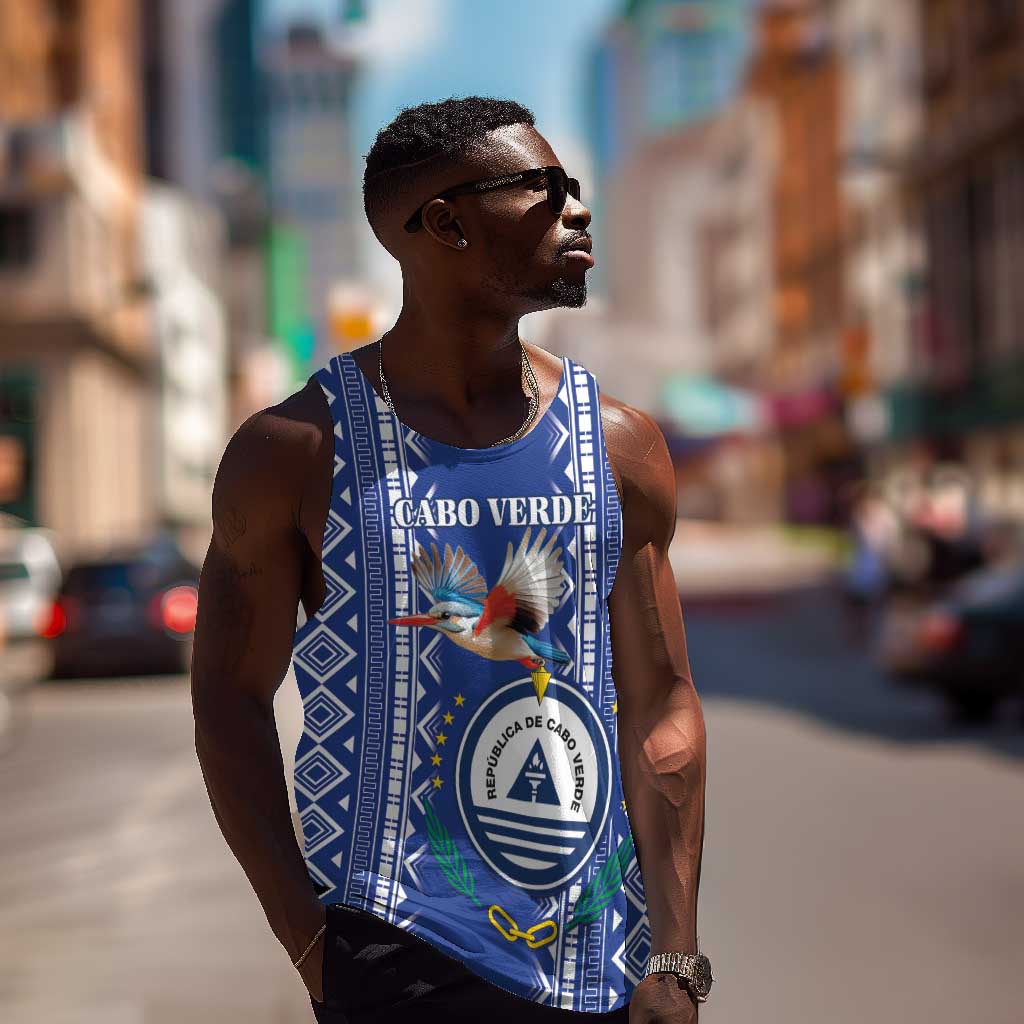 Personalised Cape Verde Men Tank Top Grey Headed Kingfisher - Coat Of Arms LT15