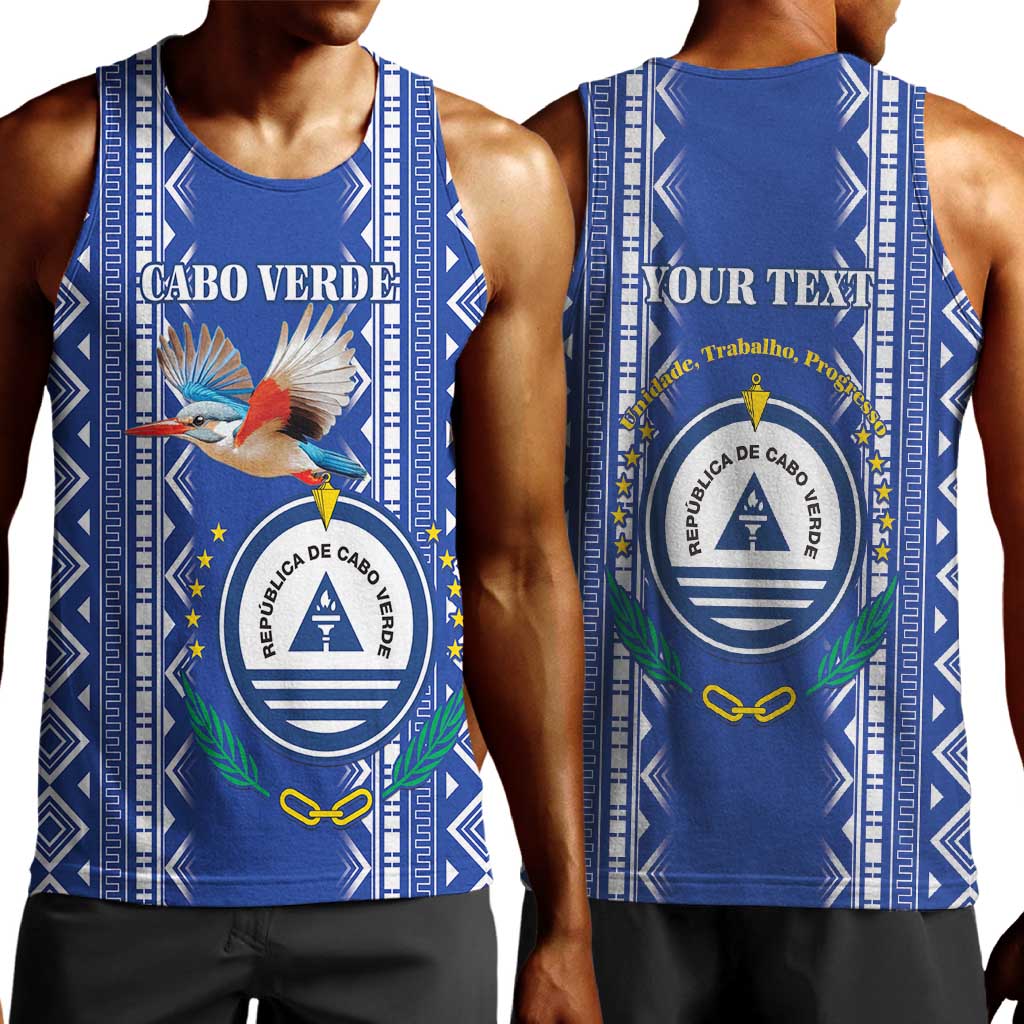 Personalised Cape Verde Men Tank Top Grey Headed Kingfisher - Coat Of Arms LT15