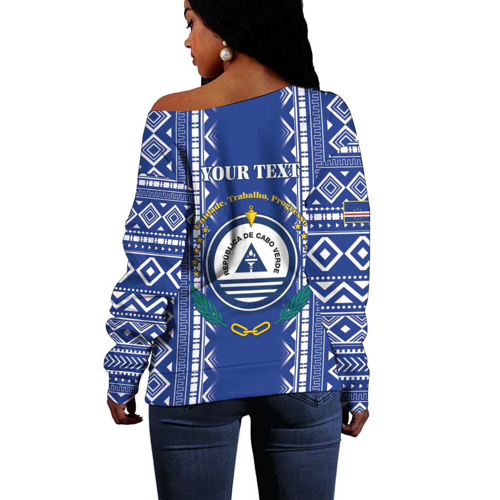 Personalised Cape Verde Off Shoulder Sweater Grey Headed Kingfisher - Coat Of Arms LT15