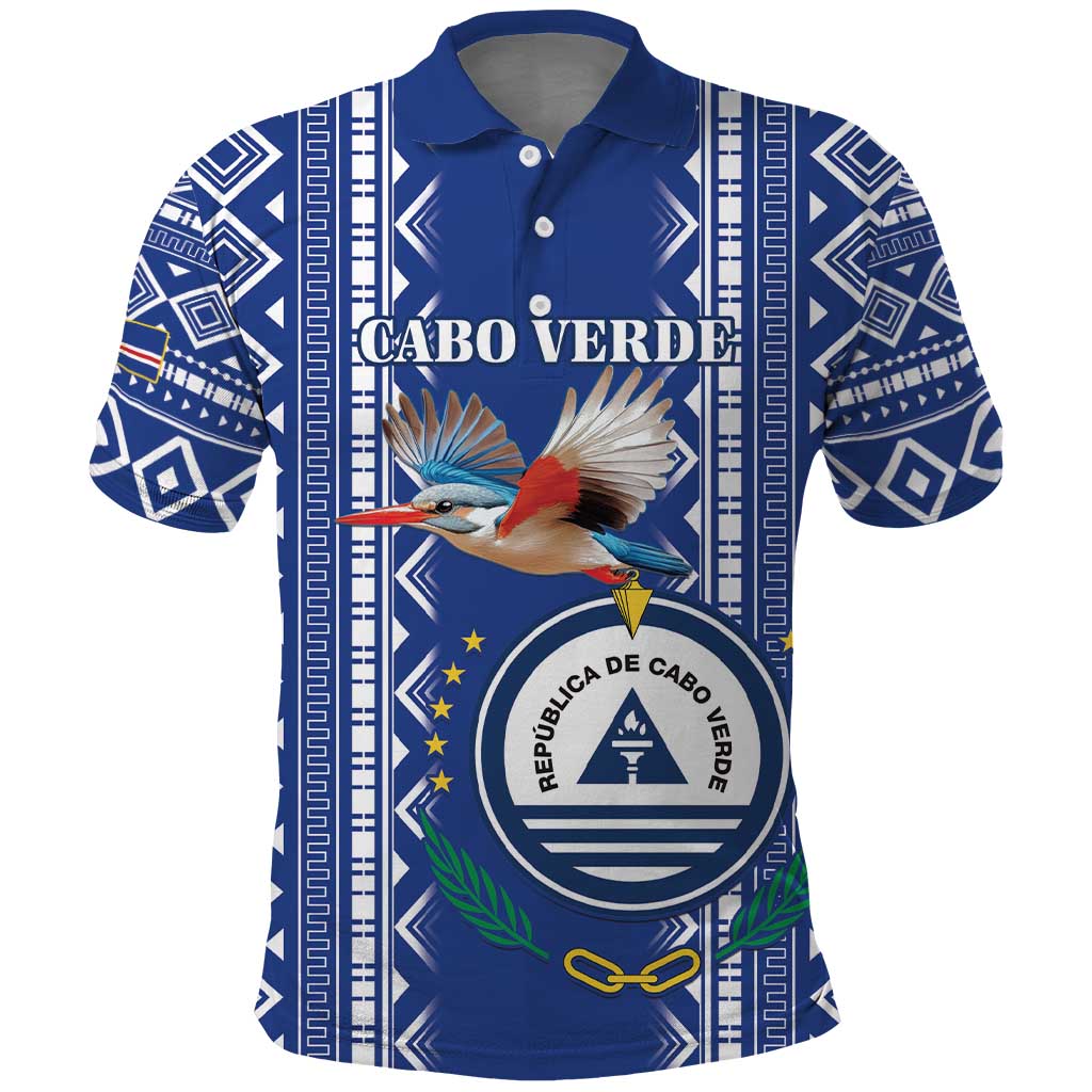 Personalised Cape Verde Polo Shirt Grey Headed Kingfisher - Coat Of Arms LT15