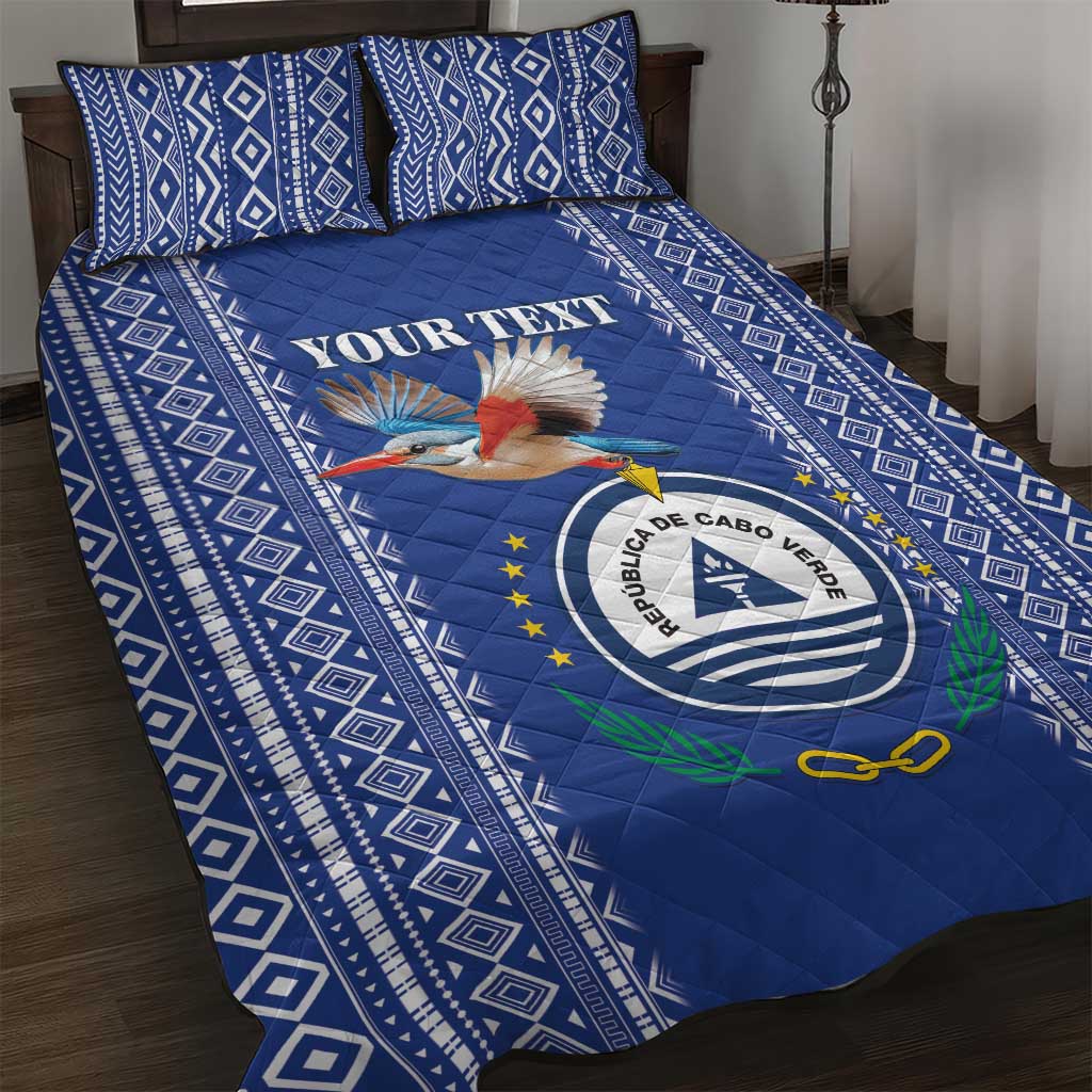 Personalised Cape Verde Quilt Bed Set Grey Headed Kingfisher - Coat Of Arms LT15