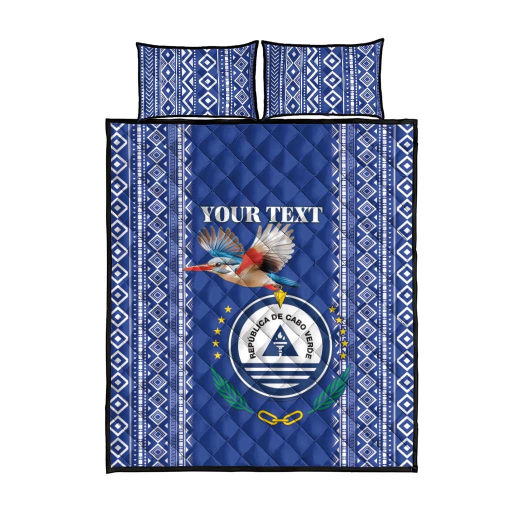 Personalised Cape Verde Quilt Bed Set Grey Headed Kingfisher - Coat Of Arms LT15