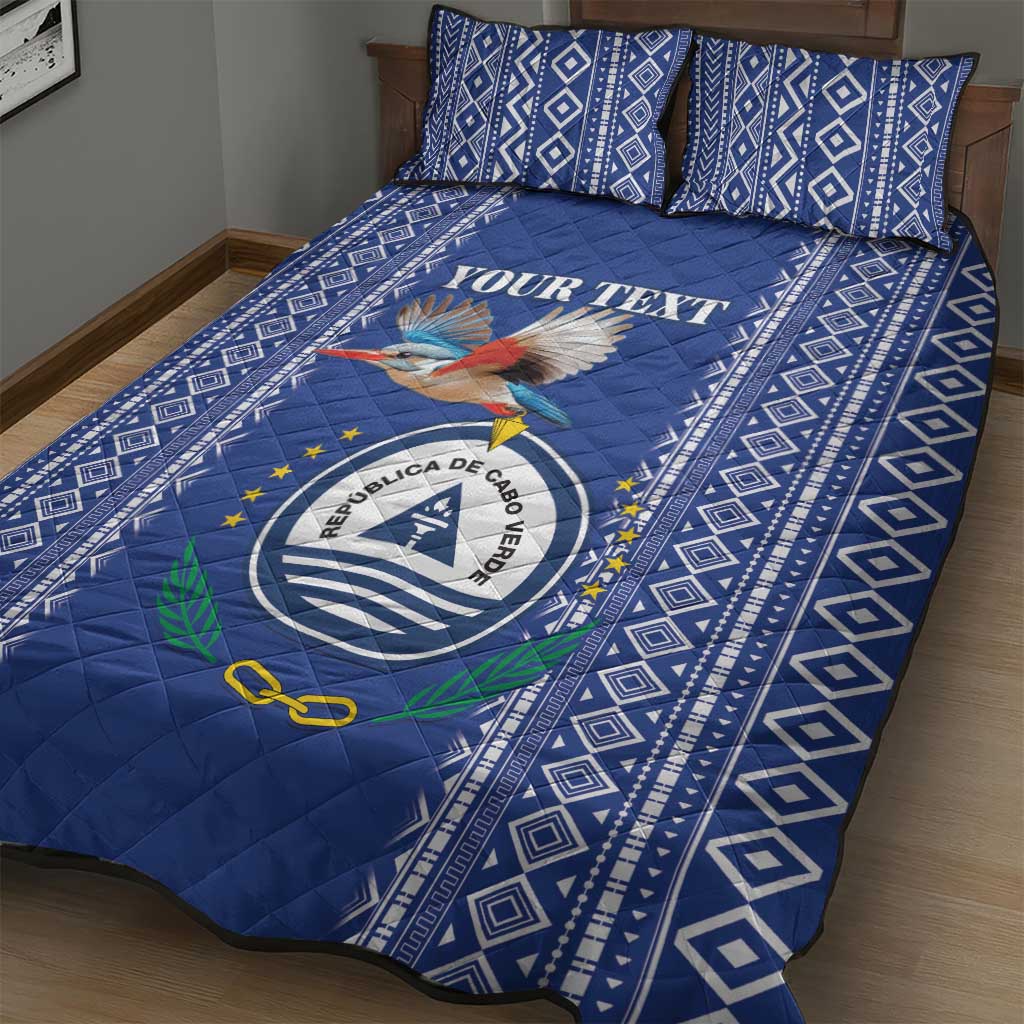 Personalised Cape Verde Quilt Bed Set Grey Headed Kingfisher - Coat Of Arms LT15