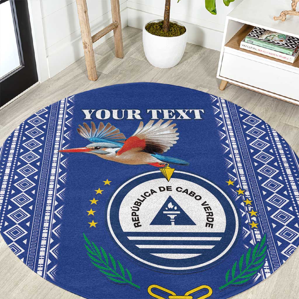 Personalised Cape Verde Round Carpet Grey Headed Kingfisher - Coat Of Arms LT15