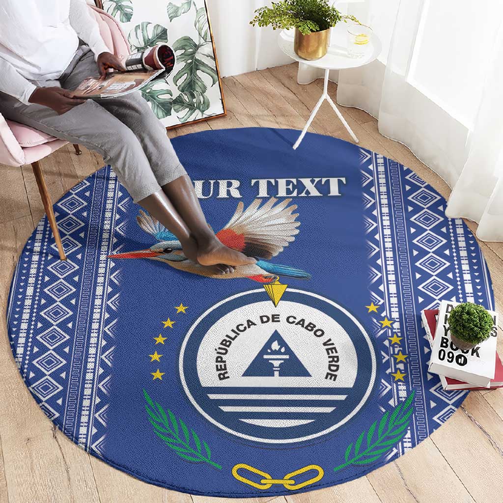 Personalised Cape Verde Round Carpet Grey Headed Kingfisher - Coat Of Arms LT15