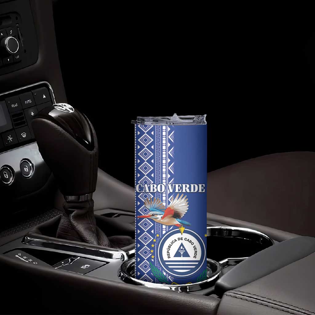 Personalised Cape Verde Skinny Tumbler Grey Headed Kingfisher - Coat Of Arms LT15