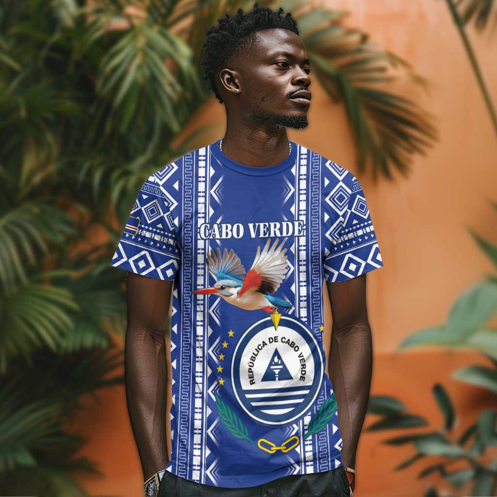 Personalised Cape Verde T shirt Grey Headed Kingfisher - Coat Of Arms LT15