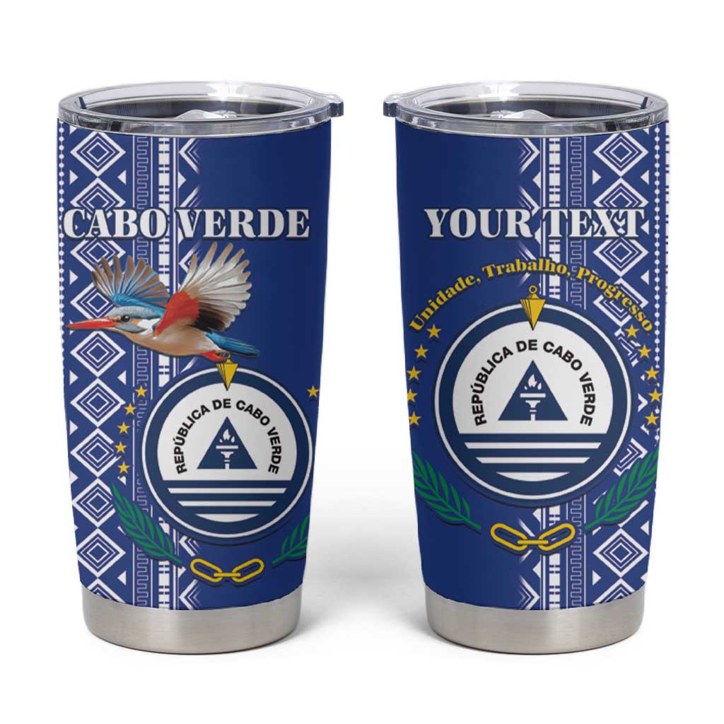 Personalised Cape Verde Tumbler Cup Grey Headed Kingfisher - Coat Of Arms LT15