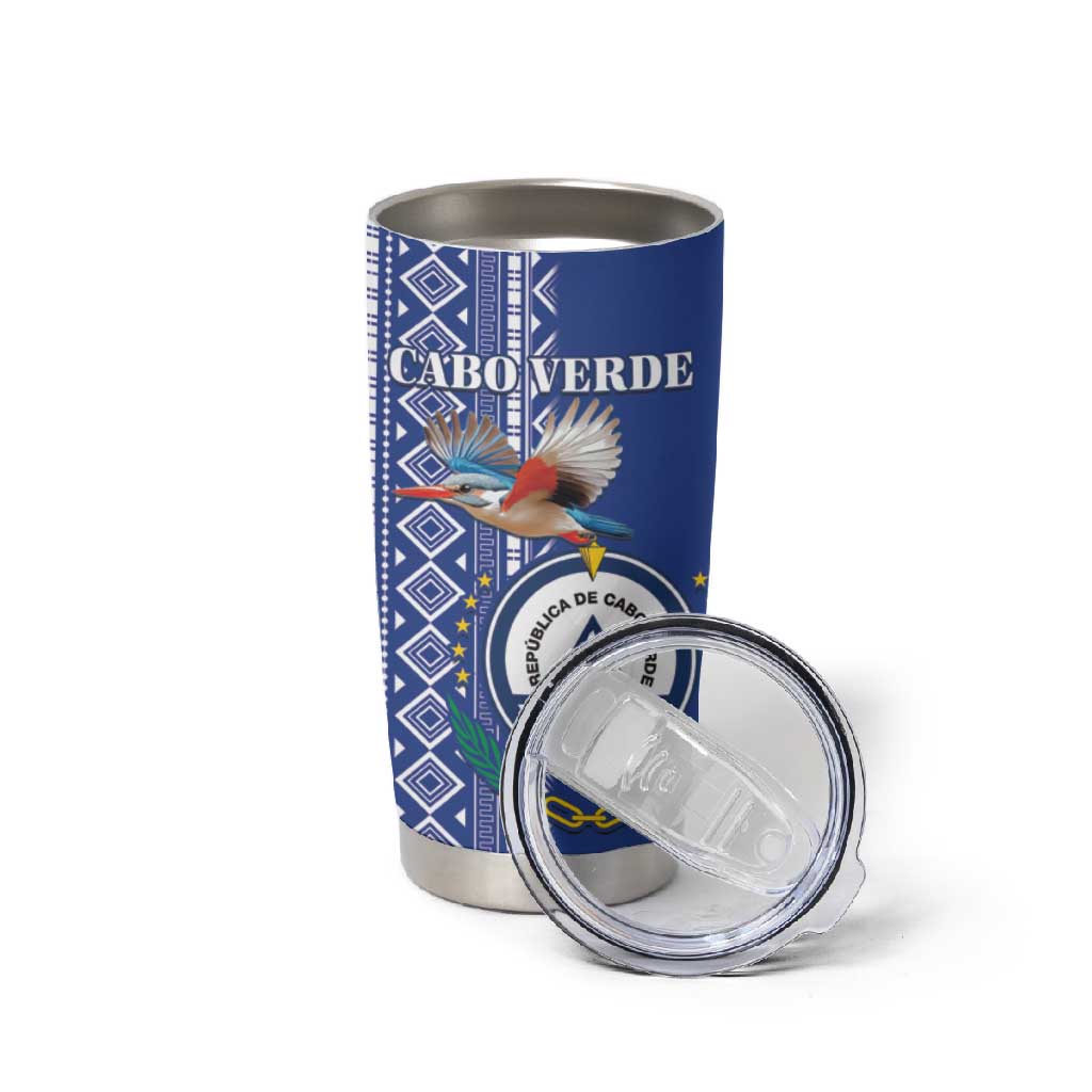 Personalised Cape Verde Tumbler Cup Grey Headed Kingfisher - Coat Of Arms LT15