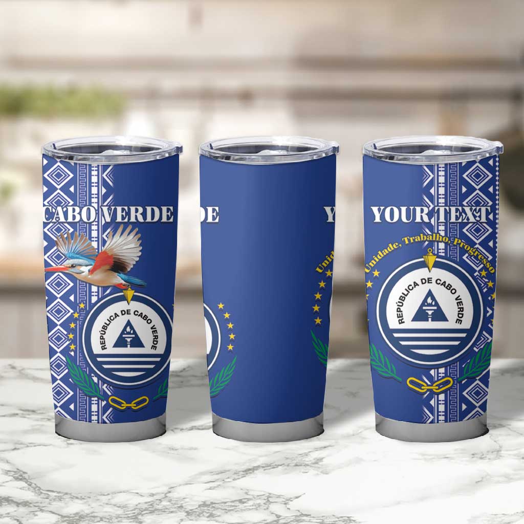 Personalised Cape Verde Tumbler Cup Grey Headed Kingfisher - Coat Of Arms LT15