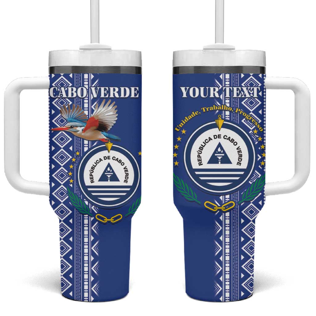 Personalised Cape Verde Tumbler With Handle Grey Headed Kingfisher - Coat Of Arms LT15