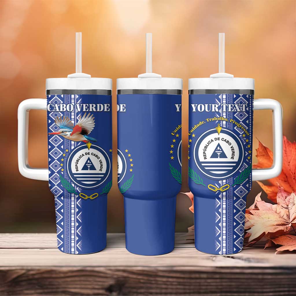 Personalised Cape Verde Tumbler With Handle Grey Headed Kingfisher - Coat Of Arms LT15