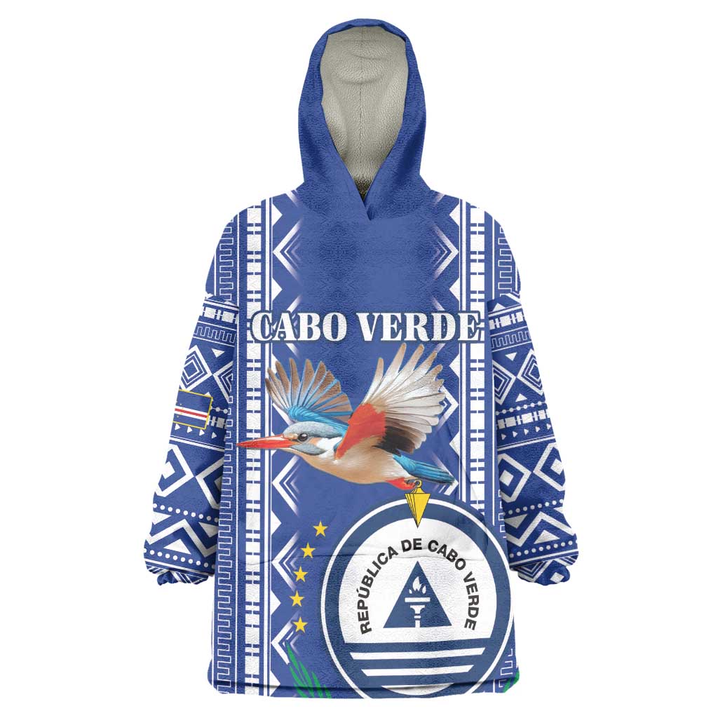 Personalised Cape Verde Wearable Blanket Hoodie Grey Headed Kingfisher - Coat Of Arms LT15