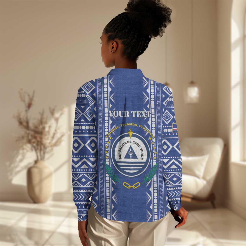 Personalised Cape Verde Women Casual Shirt Grey Headed Kingfisher - Coat Of Arms LT15