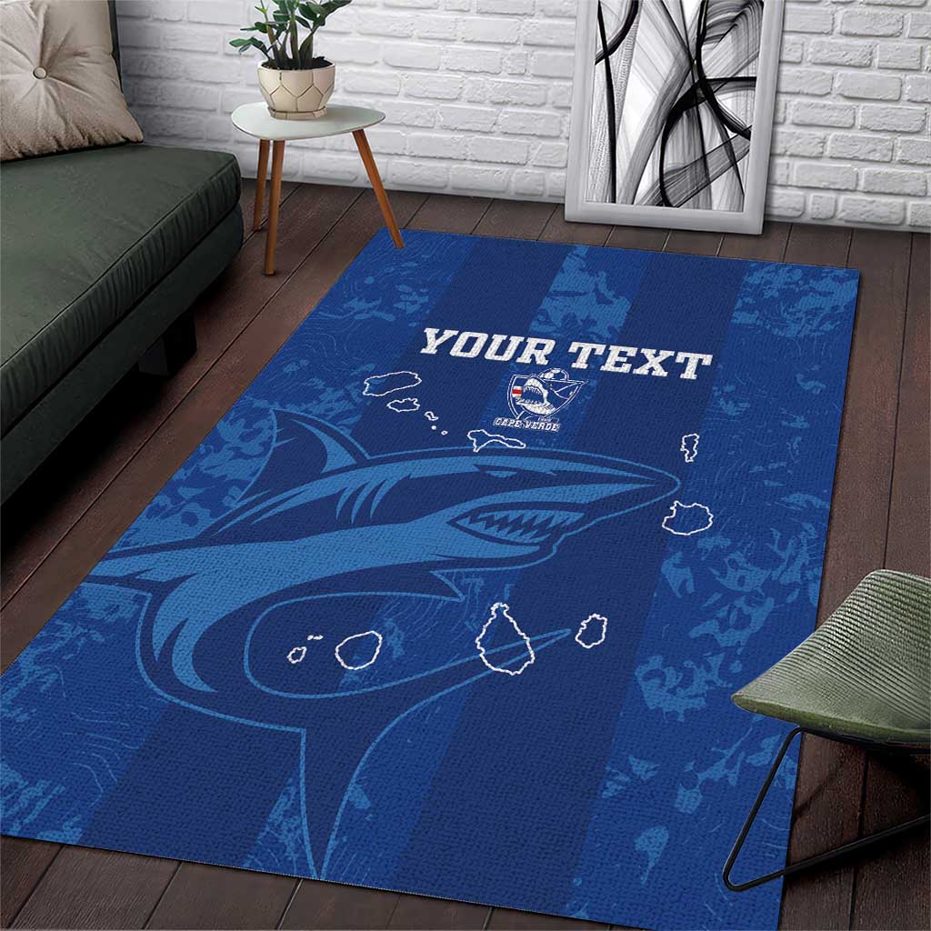 Custom Cape Verde Football Area Rug Go Champions Tubaroes Azuis LT15
