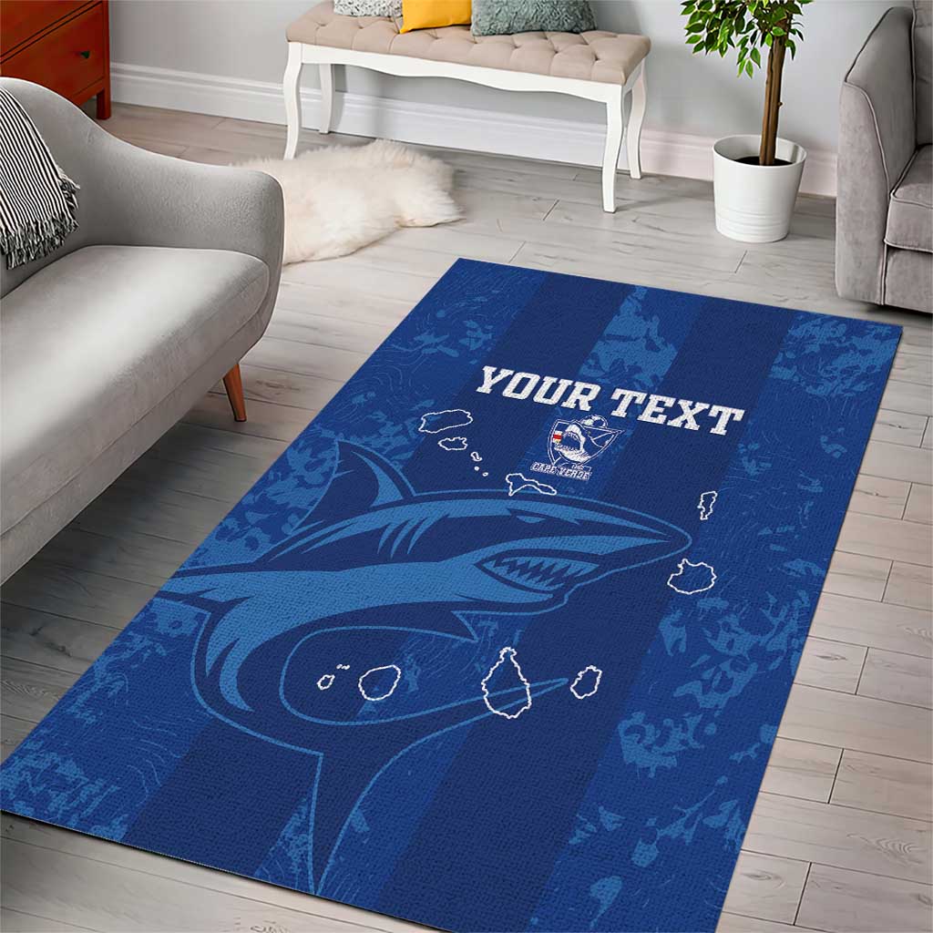 Custom Cape Verde Football Area Rug Go Champions Tubaroes Azuis LT15