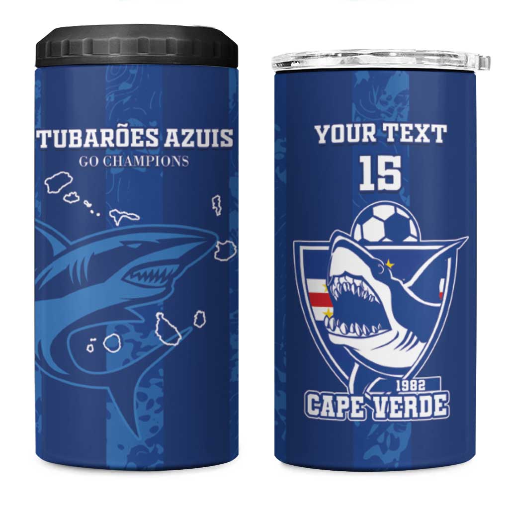 Custom Cape Verde Football 4 in 1 Can Cooler Tumbler Go Champions Tubaroes Azuis LT15