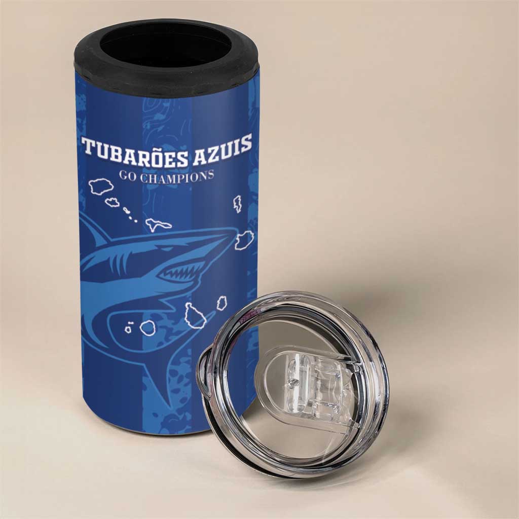 Custom Cape Verde Football 4 in 1 Can Cooler Tumbler Go Champions Tubaroes Azuis LT15