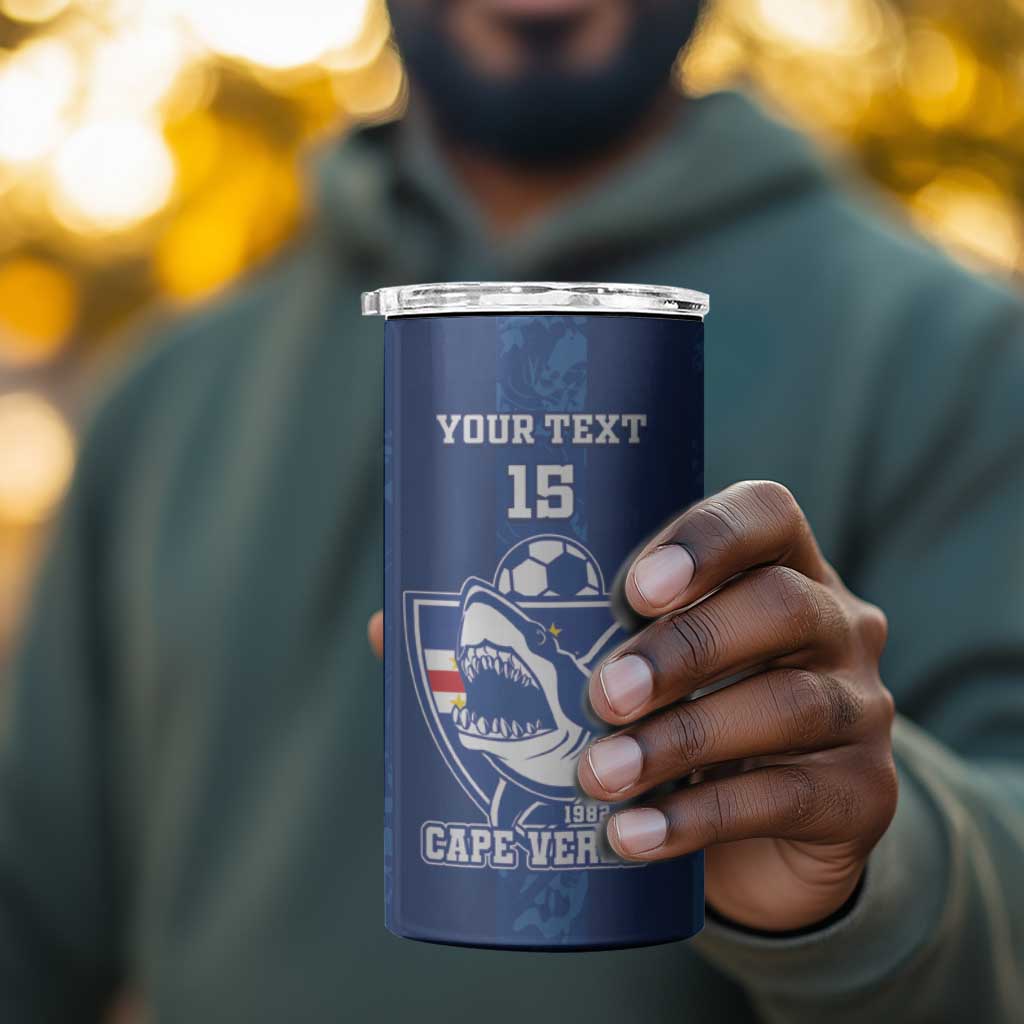 Custom Cape Verde Football 4 in 1 Can Cooler Tumbler Go Champions Tubaroes Azuis LT15