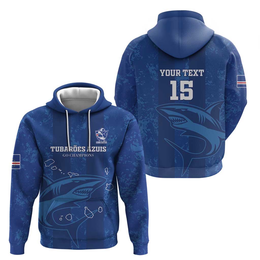Custom Cape Verde Football Hoodie Go Champions Tubaroes Azuis LT15