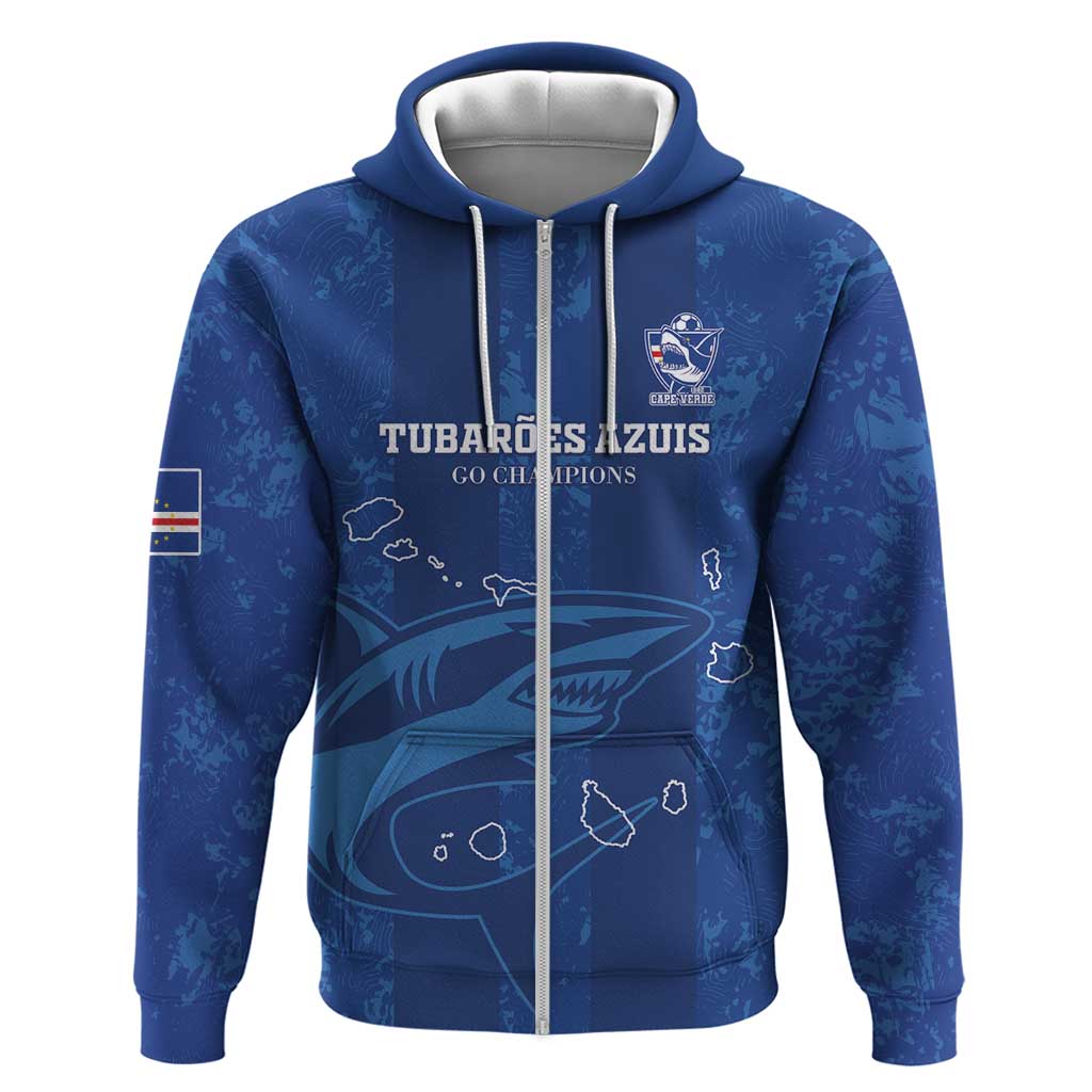 Custom Cape Verde Football Hoodie Go Champions Tubaroes Azuis LT15