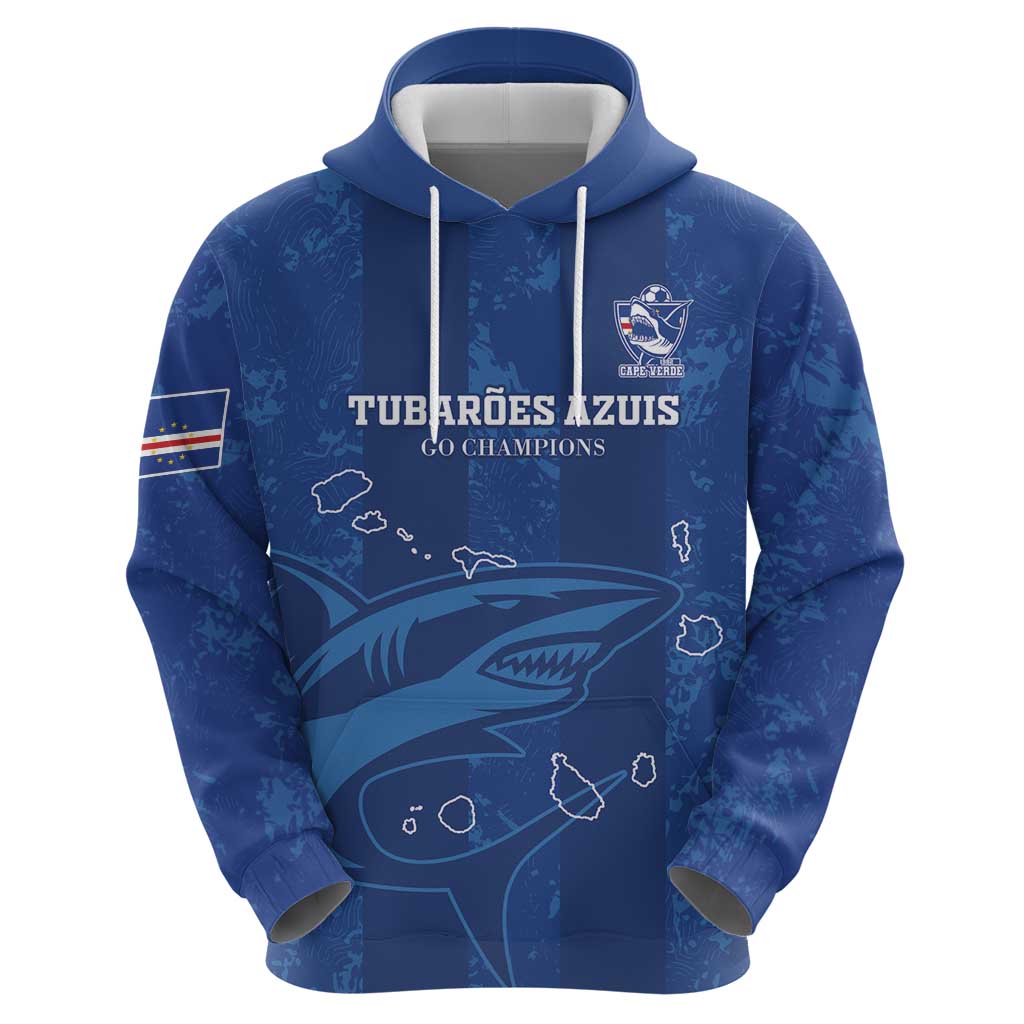 Custom Cape Verde Football Hoodie Go Champions Tubaroes Azuis LT15