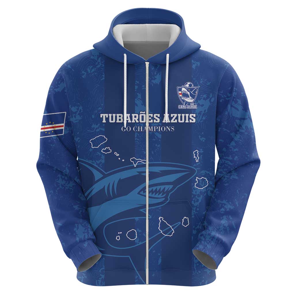 Custom Cape Verde Football Hoodie Go Champions Tubaroes Azuis LT15