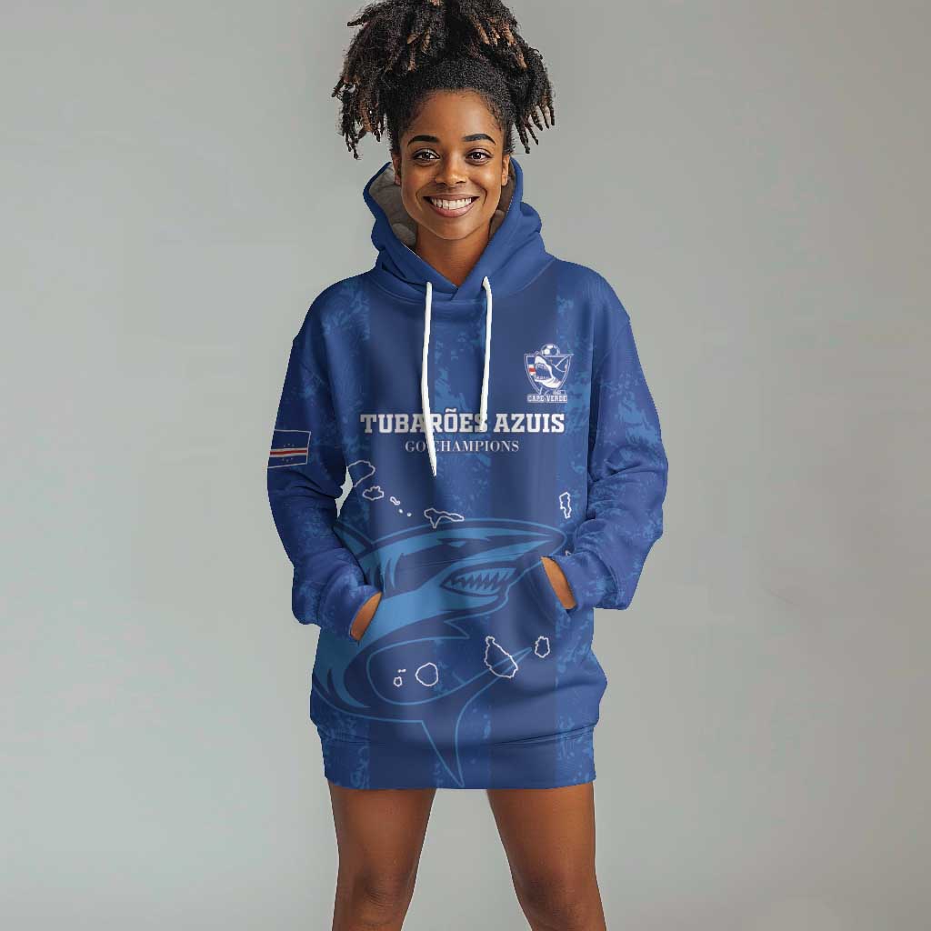 Custom Cape Verde Football Hoodie Dress Go Champions Tubaroes Azuis LT15